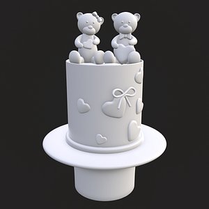 Valentines Bear Cake 3D model