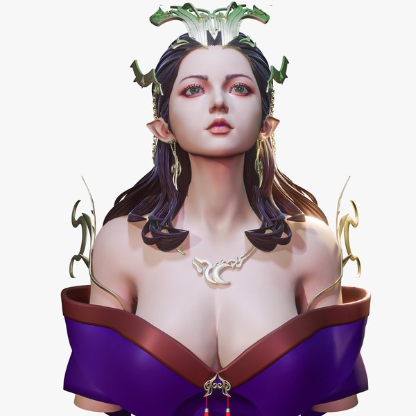 3D model Elf Girl Character Bust