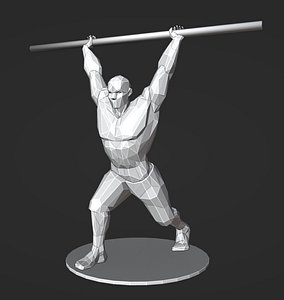 Lowpoly Split Jerk Male 01 Weightlifting 3D print model 3D