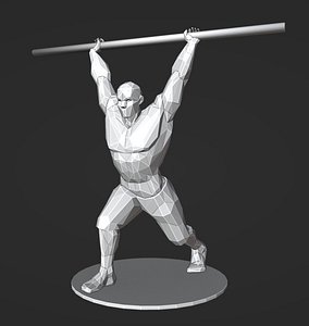 Lowpoly Split Jerk Male 01 Weightlifting 3D print model