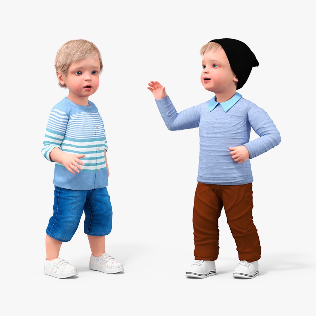 Rigged Baby Boys Collection 3D model preview