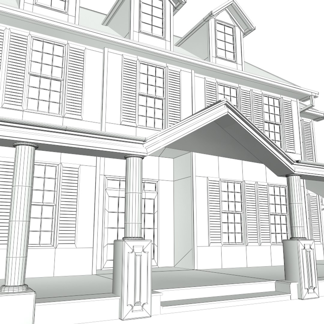 3d Colonial Style House Model