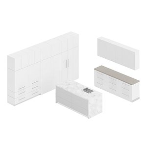 white kitchen furniture set 3D model