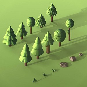 3D trees rocks model