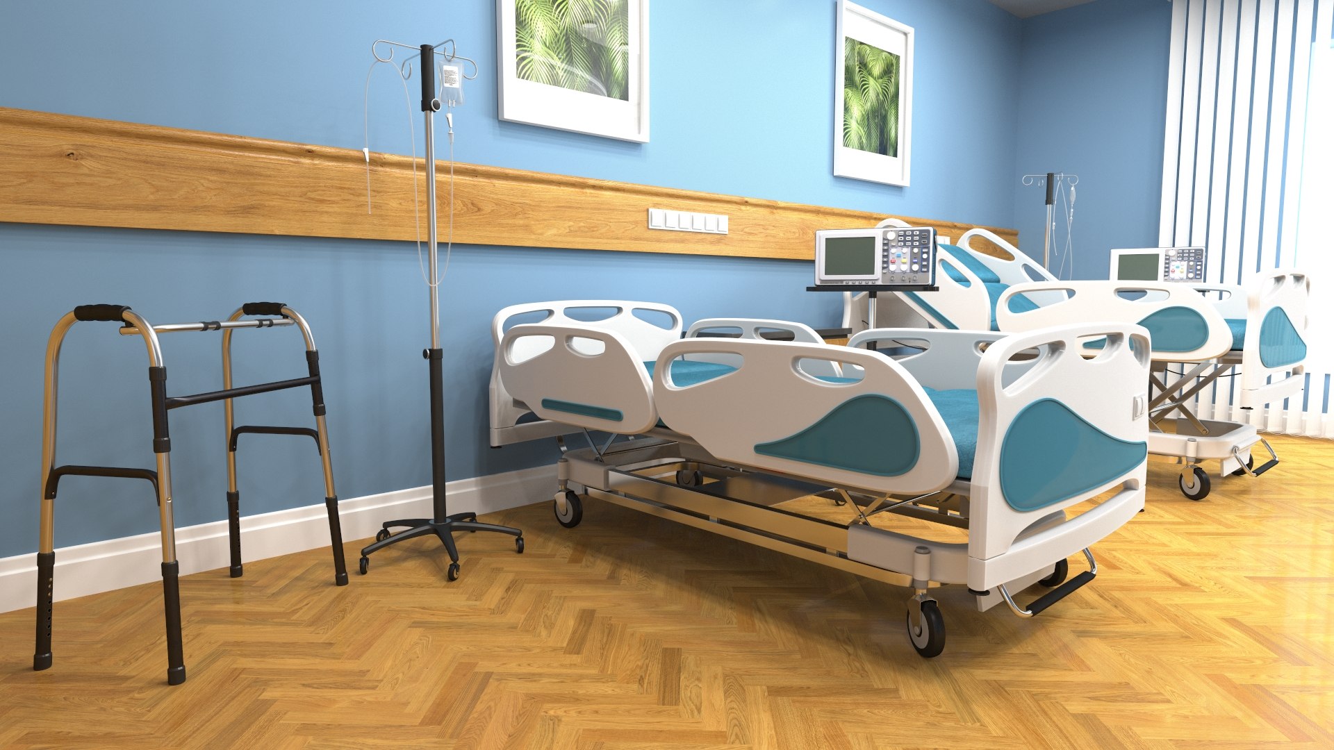 Hospital Hallway and Ward Interiors model - TurboSquid 1995390