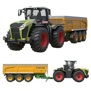 3D Claas Xerion 5000 Tractor and Joskin Trailer