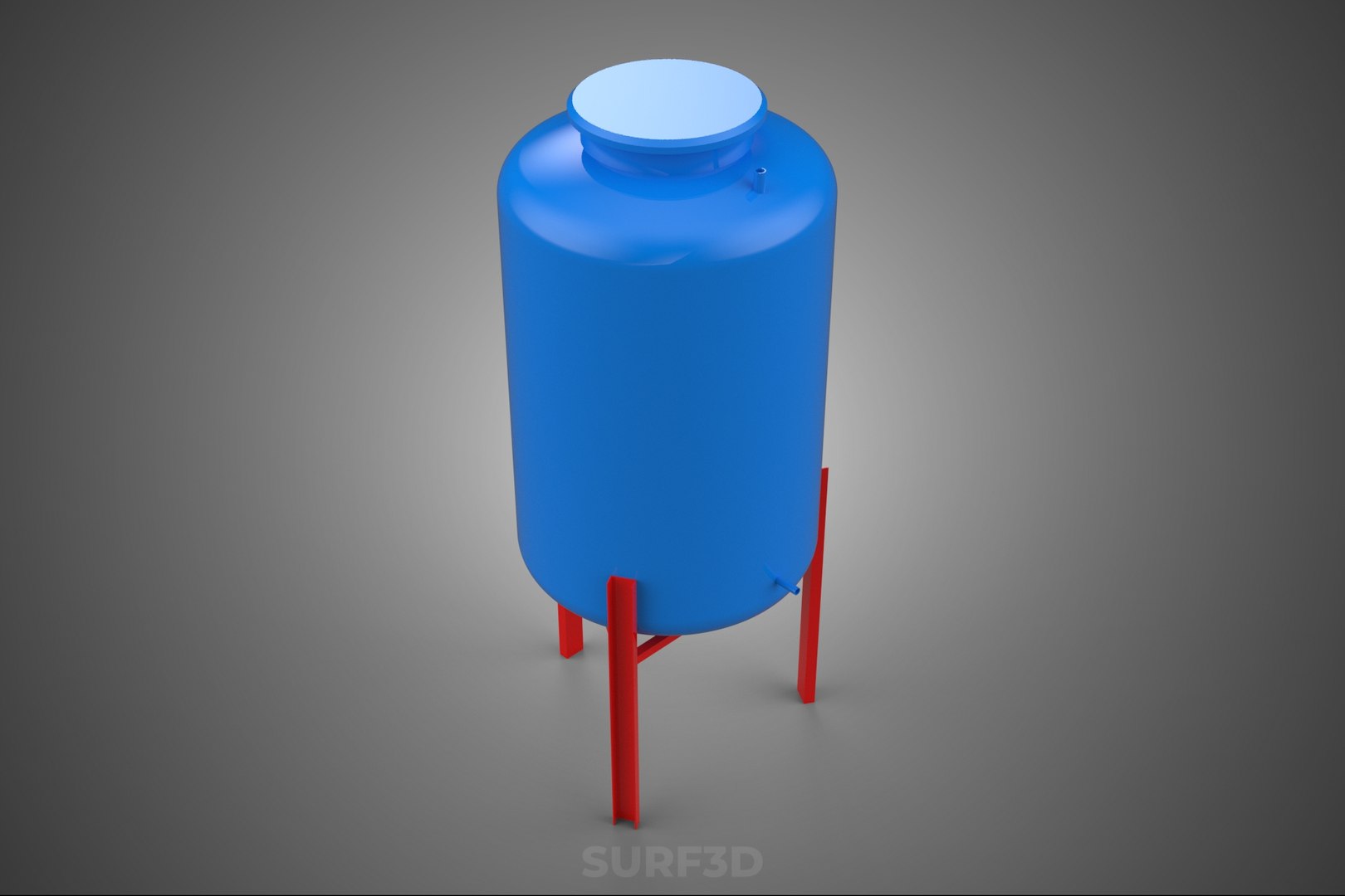 3D ELEVATED BLUE WATER STORAGE CONTAINER TANK STAND STRUCTURE FRAME ...