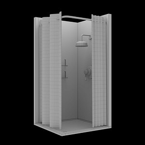 Shower with Curtain 3D model