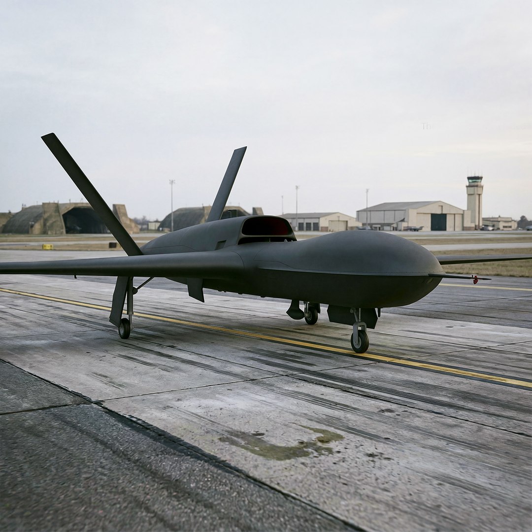 Stealth Combat Unmanned Aerial Vehicle Black 3D model preview