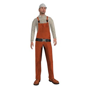 3d rigged worker man