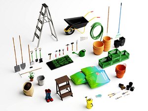 3D Professional Gardening Tools And Yard Equipment Collection model