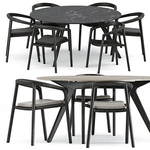 Solid armchair and Torsa Teak nero table CF 148