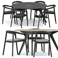Solid armchair and Torsa Teak nero table CF 148