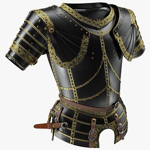 3D model Medieval Knight Black Gold Chest Armor