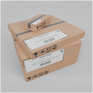 Flat Cardboard Box Set - Rigged and Customizable