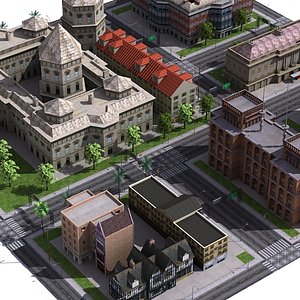 3ds city scene road street