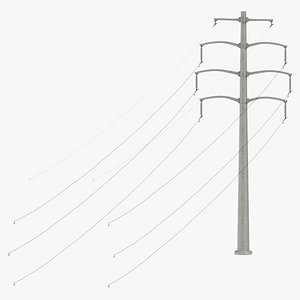 Steel Power Lines 01 Clean and Dirty 3D model