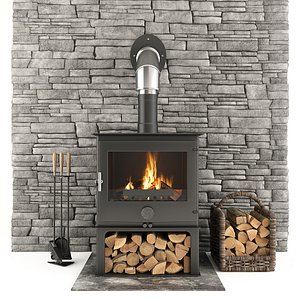 3D fireplace accessories stone model