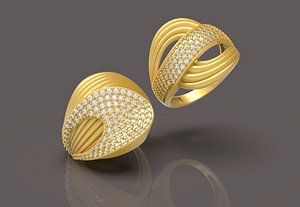 3D Unique Diamond Ring - 0028 model