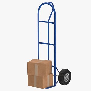 3D Hand Trolly With Boxes Small