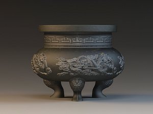 three-legged bronze tripod carving 3D model