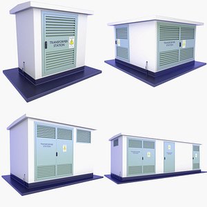 3D 4 Power Transformer Substation Buildings SET v5