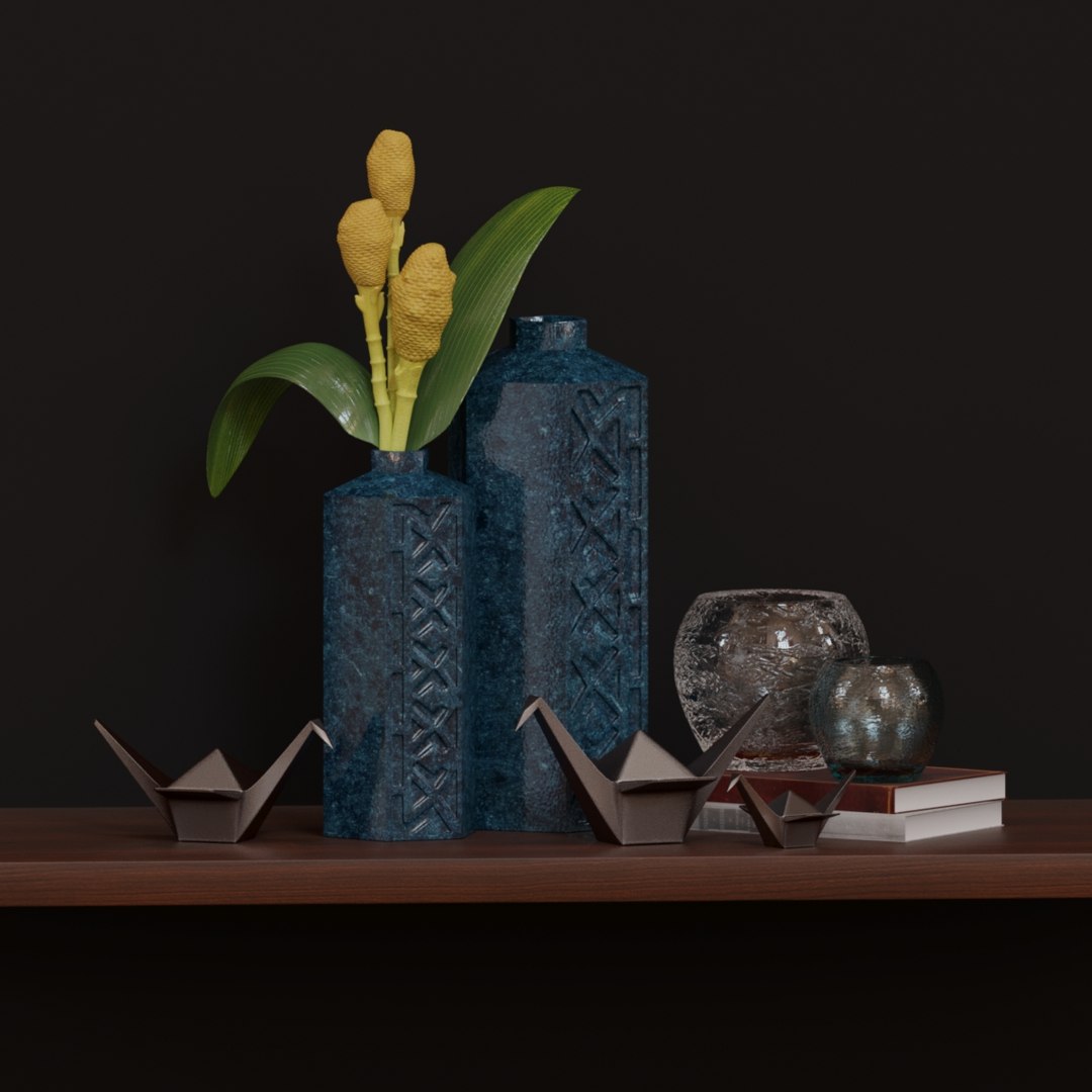 Decorative Set Vases Books 3D Model - TurboSquid 1573924