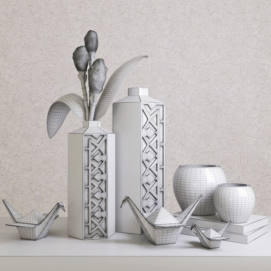 Decorative Set Vases Books 3D Model - TurboSquid 1573924