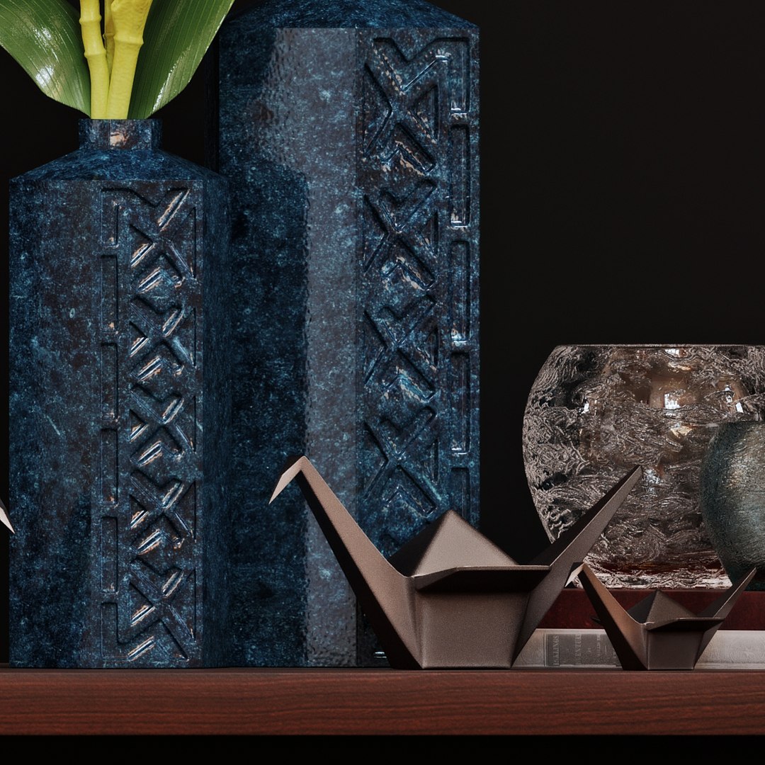 Decorative Set Vases Books 3D Model - TurboSquid 1573924