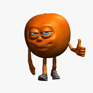 orange cartoon character fruit 3D model