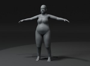 3D Fat Girl Kid Body Base Mesh 3D Model 20k Polygons