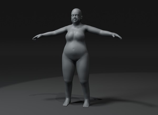 3D Fat Girl Kid Body Base Mesh 3D Model 20k Polygons