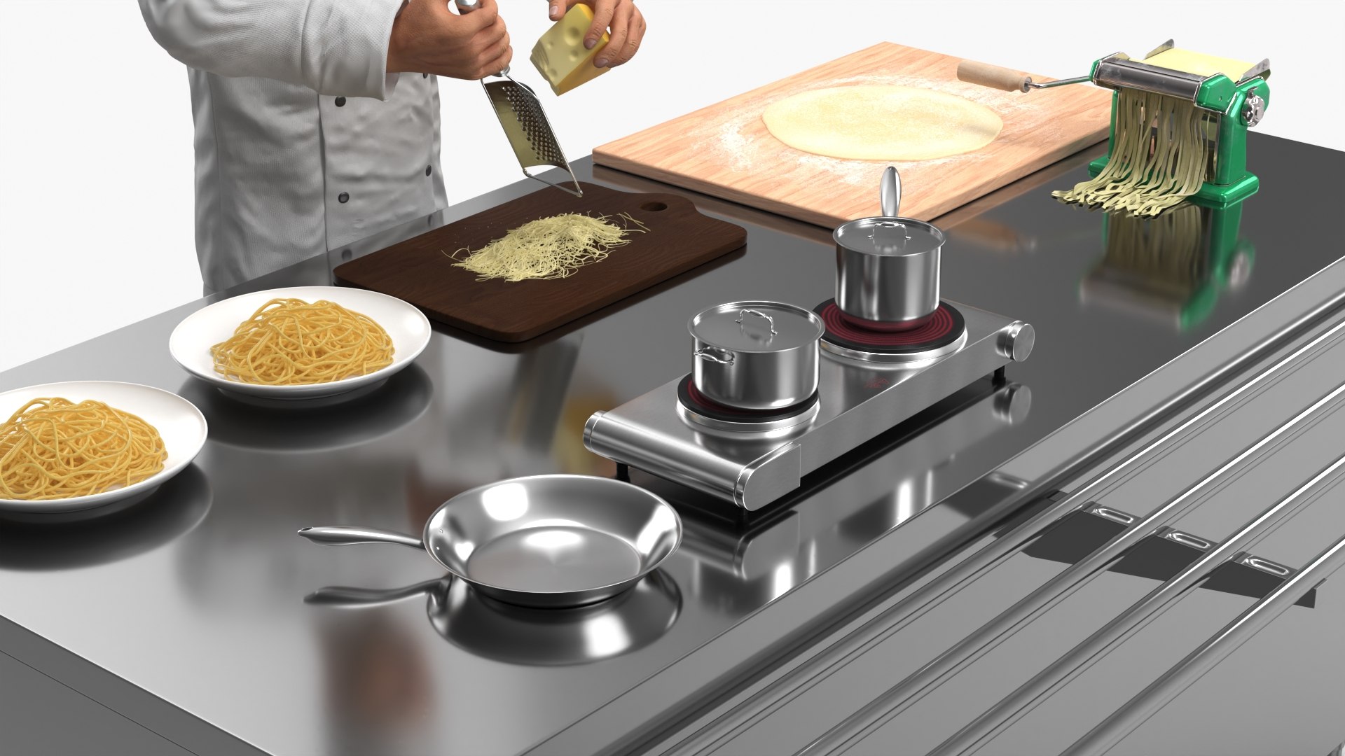 Chef Cooking Pasta Model - TurboSquid 2326834