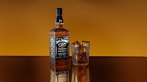 bottle whisky glass 3D model