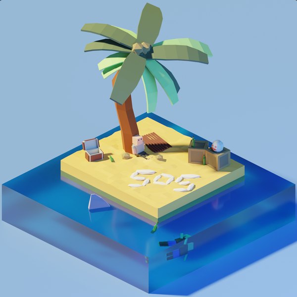 3D isometric castaway marooned model - TurboSquid 1660822