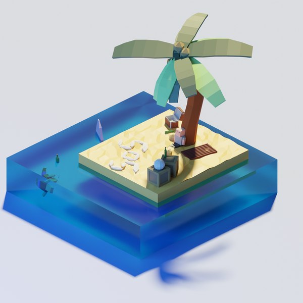 3D isometric castaway marooned model - TurboSquid 1660822