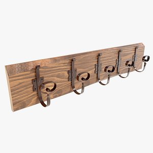 Wooden Coat Rack 3D model