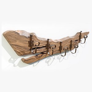Wooden Coat Rack 3D model