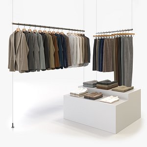 Business Womens Clothing 3D Model Set - Hanging and Folded