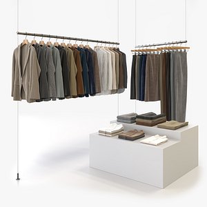 Business Womens Clothing 3D Model Set - Hanging and Folded