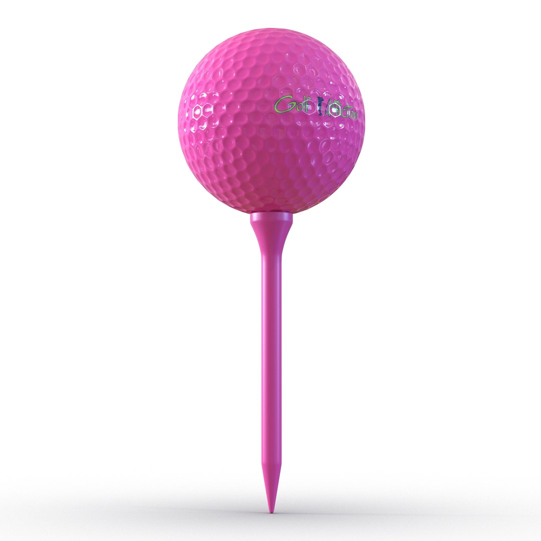 Golf Ball and Tee Pink 3D Model 3D model preview