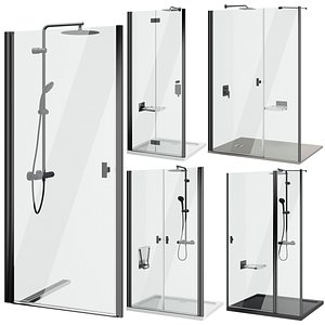 3D Shower doors Radaway Nes 8 Black set 140 model