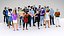 3D model populating people casual rig characters