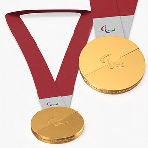 Paralympic Gold Medal with Red Ribbon