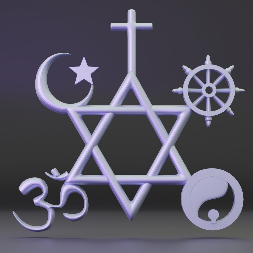 3D 3d printable All religions multi religions atheist wall art ...