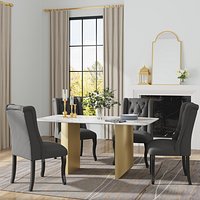 Light Luxury Dining Room with Marble Dining Table 3D Interior Scene