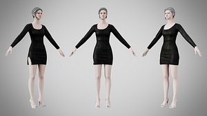 Dress 54 Black Velvet With Design