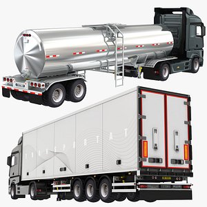 3D model Semi Trailer and Tanker Truck