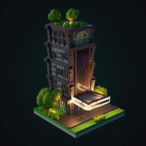 3D isometric stylized building