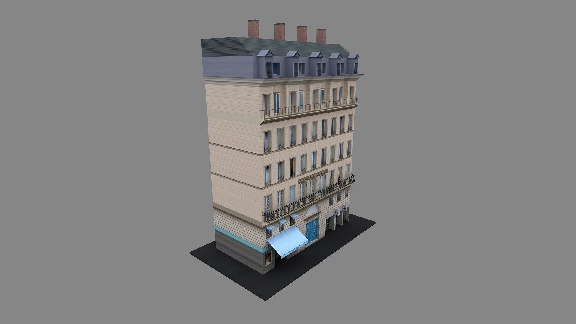 Typical  Paris Apartment Building 13 model https://p.turbosquid.com/ts-thumb/Dl/Eh3kbm/Kz/parisbuilding_000011/jpg/1629910584/1920x1080/fit_q87/6ae11bfbf45ecd55646b31d2ed64ae5ebbfbdf24/parisbuilding_000011.jpg
